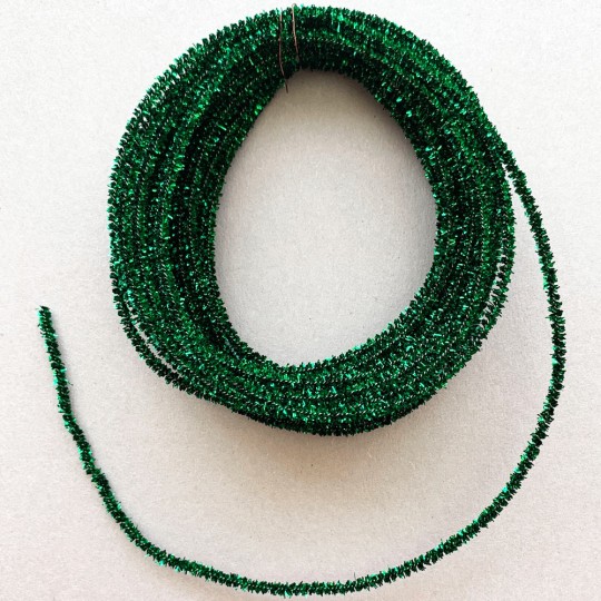 Mini Metallic Wired Tinsel Cord in Emerald Green ~ 1/8" wide ~ 10 meter length